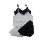 Bhs life (650) Kadın Lacivert-beyaz Ip Askılı Atlet Külot Takım 2 Lİ Set EKRU-SOMON L/XL