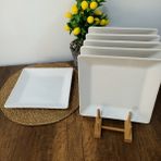 Bi Bu Evim 6'lı 23X23 cm Seramik Beyaz Kare Servis Tabağı