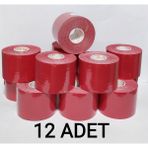 Bia Tape Kinesio 5 cm x 5 M - Kırmızı Rengi Sporcu Bandı 12'li (Pakette 12 Adet) - Standart - Kırmızı - Beyaz