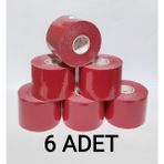 Bia Tape Kinesio 5 cm x 5 M-Kırmızı Rengi Sporcu Bandı 6'lı (Pakette 6 Adet) - Standart - Kırmızı - Grafit