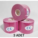Bia Tape Kinesio 5 cm x 5 M - Pembe Rengi Sporcu Bandı 3'lü (Pakette 3 Adet) - Standart - Açık Pembe - Cosmo Pembe