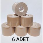 Bia Tape Kinesio 5 cm x 5 M -Ten Rengi Sporcu Bandı 6'lı (Pakette 6 Adet) - Standart - Krem - Beyaz
