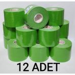 Bia Tape Kinesio 5 cm x 5 M - Yeşil Rengi Sporcu Bandı 12'li (Pakette 12 Adet) - Standart - Yeşil - Beyaz