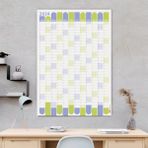 Bi'aldım 2025 Yıllık Planlayıcı Duvar Takvimi Mor ve Yeşil Renk Yıl ve Aylık Planlayıcı Boyut 35 x 50 cm
