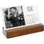 Bi'aldım Ahşap Tabanlı Atatürk Fotoğraflı Masa Takvimi | 2027 Masa Takvimi - 1 Adet