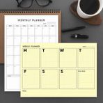 Bialdım Ikili Planlayıcı Set - Sarı Sayfalar Haftalık Planlama & Aylık Planlama Not Defteri