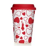 Bialetti Cuore Porselen Take Away Kapaklı Kırmızı Mug Termos