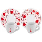 Bialetti Kahve Fincan Seti 2'li Kalpli - Kırmızı - Beyaz