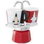 Bialetti - Set Mini Express: Ocak Üstü Espresso Pişirici + 2 Cups - Magrite Serisi