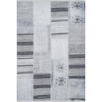 Bialogard Gri Yama İşi Modern Geometrik Etnik Desenli Boho Makinada Yıkanabilir Hafif Hav Toz Vermez Leke Tutmaz Kaymaz Taban Dijital Makine Baskı Halı Oturma Odası Salon Yolluk Koridor Mutfak Halısı