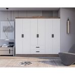 Bianca 6 Kapılı 2 Çekmeceli Gardrop Geniş Dolap & Elbise Dolabı Atlantik Çam & Beyaz Atlantik Çam - Beyaz