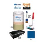 Bianca Stella Boya 4 Parçalı Set ( 1Lt Boya - Boya Tavası- Stella İpek Fırça - Kadife Rulo) Çivit