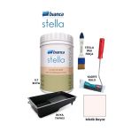 Bianca Stella Boya 4 Parçalı Set (1Lt Boya -Boya Tavası-Stella İpek Fırça-Kadife Rulo) Mistik Beyaz Mistik Beyaz