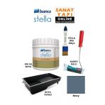 Bianca Stella Boya 4 Parçalı Set ( 500 Ml Boya - Boya Tavası- Stella İpek Fırça - Kadife Rulo) Navy