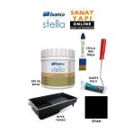 Bianca Stella Boya 4 Parçalı Set ( 500 Ml Boya - Boya Tavası- Stella İpek Fırça - Kadife Rulo) Siyah