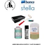 Bianca Stella Boya 5 Parçalı Set ( 1lt Boya - Liquid Diamond - Boya Tavası- Stella Ipek Fırça - Kadife Rulo ) - BEYAZ / PARLAK