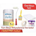 Bianca Stella Yeni Nesil Dönüşüm Boyası 1 Litre Boyama Seti (Su Bazlı Boya Fayans-Mermer-Tezgah-Kapı-Dolap-Iç Cephe-Dönüşüm-Mutfak-Banyo-Plastik-Ahşap) - Mor İpek