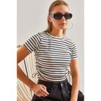 Bianco Lucci 60111032 Bisiklet Yaka Çizgili Kadın Bluz