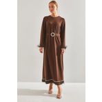 Bianco Lucci 60151002 Modest Kadın Taşlı ve Püsküllü Kemerli Tesettür Elbise