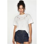 Bianco Lucci Kadın %100 Pamuk Ajur Detaylı Nakışlı Regular Basic T-Shirt ÖT261102 60286303