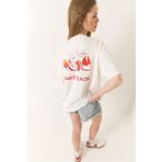 Bianco Lucci Kadın Baskılı Pamuklu Oversize Örme T-Shirt 60284039