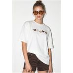 Bianco Lucci Kadın Bisiklet Yaka Kalp Baskılı Oversize Pamuklu T-Shirt ÖT100012 60286271