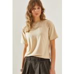 Bianco Lucci Kadın Bisiklet Yaka Kısa Kollu Basic T-Shirt 60251202
