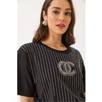 Bianco Lucci Kadın Bisiklet Yaka Kısa Kollu Boncuk Taş Baskılı Salaş T-Shirt 60283037
