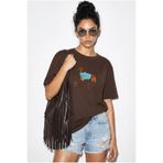 Bianco Lucci Kadın Bisiklet Yaka Nakış ve Boncuk İşlemeli Oversize T-Shirt 2221 60286122