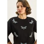 Bianco Lucci Kadın Bisiklet Yaka Yusufcuk Taş İşlemeli Relaxed Sweatshirt 1558 60283660