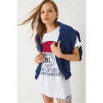 Bianco Lucci Kadın Brooklyn Baskılı Oversize Penye Basic T-shirt 60283083