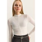Bianco Lucci Kadın Büzgülü Uzun Kollu Soft Touch Bluz 1036 60283902
