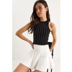 Bianco Lucci Kadın Diamond Şeritli Basic Crop Bluz 60602063