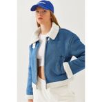 Bianco Lucci Kadın Filato Detaylı Peluşlu Denim Mont 2451 60351040