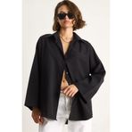 Bianco Lucci Kadın Geniş Kollu Tek Cep Detaylı Oversize Basic Poplin Gömlek 2144 60284103
