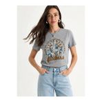 Bianco Lucci Kadın Kabartma Çiçek Aplikeli Yazı Baskılı Basic T-Shirt 7524 60283951