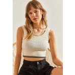 Bianco Lucci Kadın Kalın Askılı Triko Crop Bluz 20246140