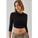 Bianco Lucci Kadın Kapişonlu Candy Kumaş Crop Bluz 60351281