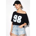 Bianco Lucci Kadın Kayık Yaka Baskılı Oversize %100 Pamuk T-Shirt ÖT100005 60286270