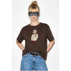Bianco Lucci Kadın Köpek Nakışlı Taş İşlemeli Relaxed Fit %100 Pamuk T-Shirt 1077 60286067