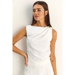 Bianco Lucci Kadın Metal Aksesuarlı Drape Detaylı Gizli Fermuarlı Bluz 20206 60286133