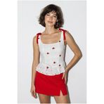 Bianco Lucci Kadın Nakış İşlemeli Omzu Bağlama Detaylı Korse Görünümlü Bluz 4251 60286374