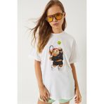 Bianco Lucci Kadın Tenisçi Teddy Baskılı Oversize T-shirt 6005 60283084
