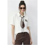 Bianco Lucci Kadın Tiger Nakışkı Fular Detaylı Polo Yaka T-Shirt 3501 60283973