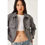 Bianco Lucci Kadın Yumuşak Kaşe Crop Ceket MBMS013 60501013