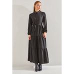 Bianco Lucci Modest Modest Kadın Yakası İlikli Kloş Tesettür Elbise 60151004