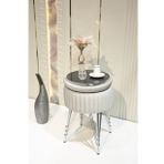 Bianco Metal Ayaklı Puflu Sehpa (Krem)