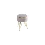 Bianco Metal Ayaklı Sehpalı Puf Altın Bej Gold Beige
