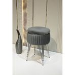 Bianco Metal Ayaklı Sehpalı Puf Krom Antrasit Gri Chrome Anthracite Gray