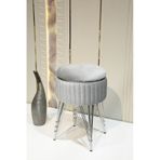 Bianco Metal Ayaklı Sehpalı Puf Krom Gümüş Gri Chrome Silver Gray
